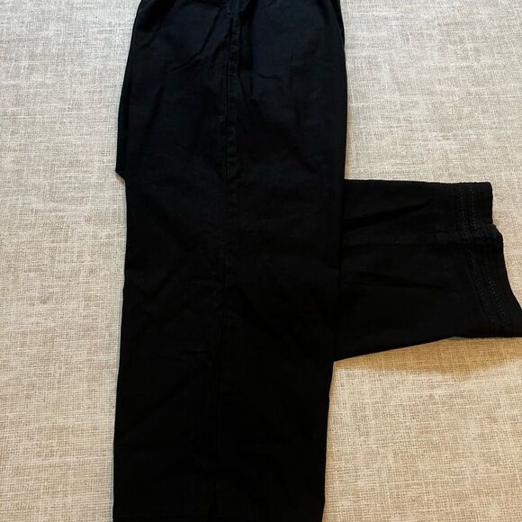 Oleg Cassini black linen capri pant size L - Picture 2 of 7